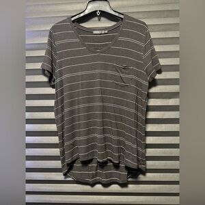 Prana Charcoal Striped Short Sleeve Tee